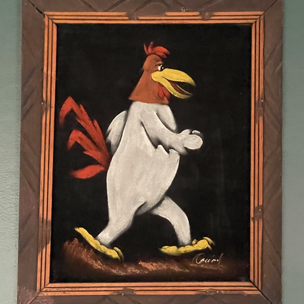 70’s vintage Foghorn leghorn velvet painting